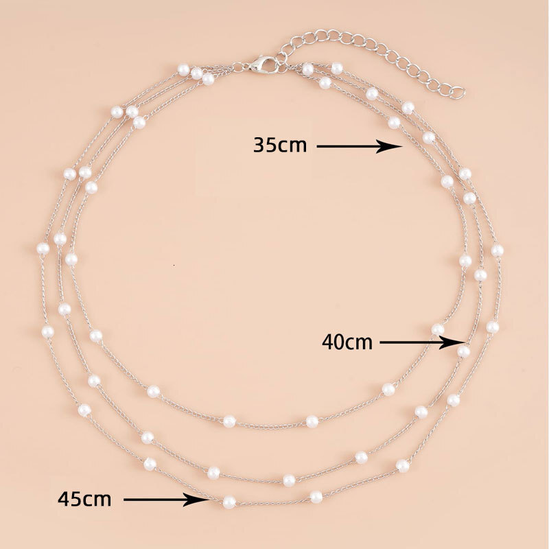 Imitation Pearl Chain Three Layer Necklace Female Explosion Simple Temperament Collarbone Chain Choker