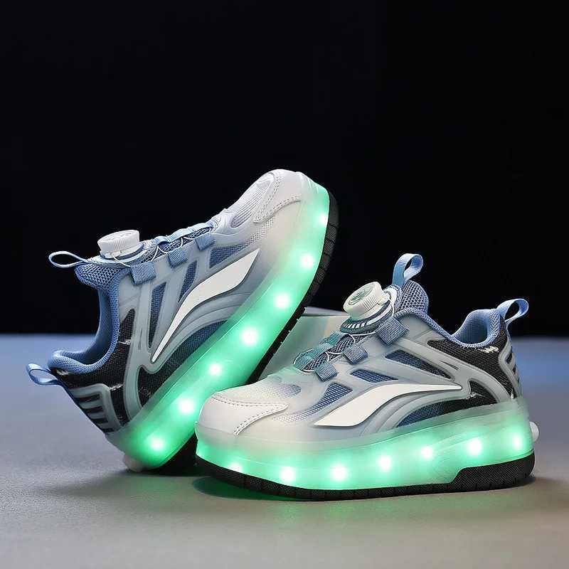 Childrens walking shoes boys two wheeled girls sports roller skates invisible students outdoor activities W250318