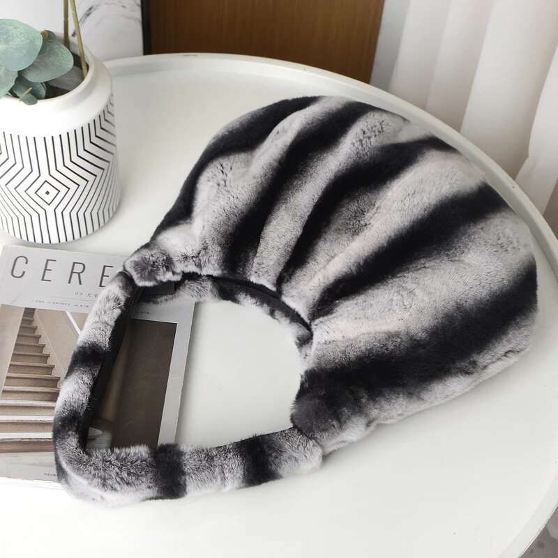 Women Rabbit Handbags Large Capacity Winter Real Handbag Casual Fur Women's Bag Single Shoulder Bags