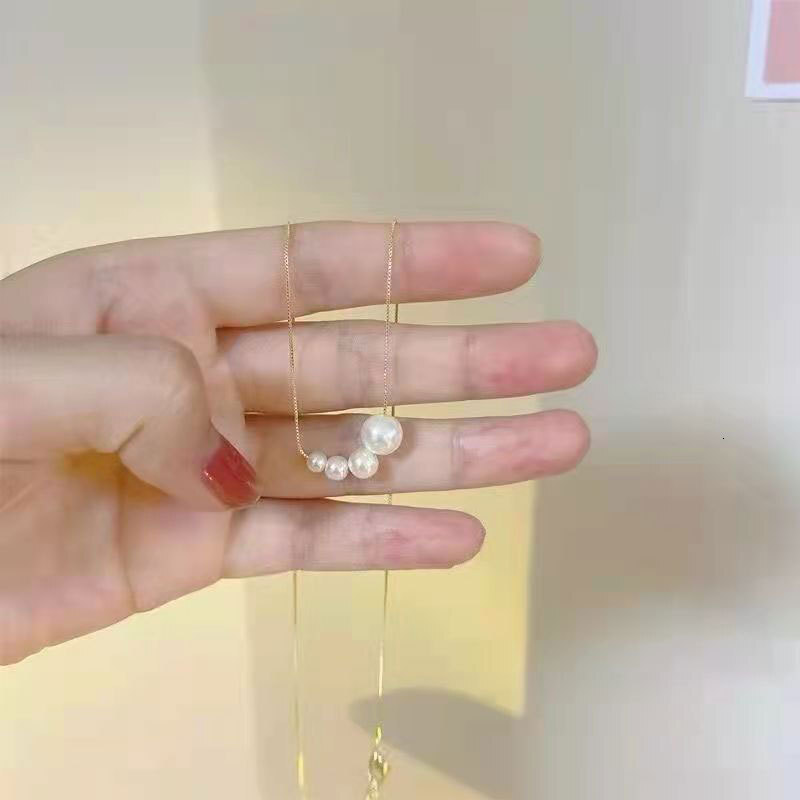 Size Imitation Pearl Beaded Necklace Female Ins Summer Senior Sense Choker Collarbone Chain Jewelry