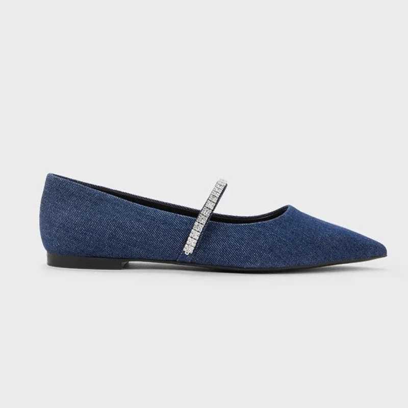 Rhine Pointed Toe luxury shoes Wen Chic denim Mary Janes shoes Flats womens elegant black low H pump shoes new Y250317