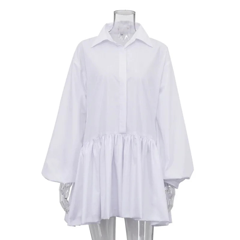 Tuularose Bubble Sleeve Folded Mini Dress Summer Collar Button Patch Dress Womens Fashion Office Womens Mini Dress 250318