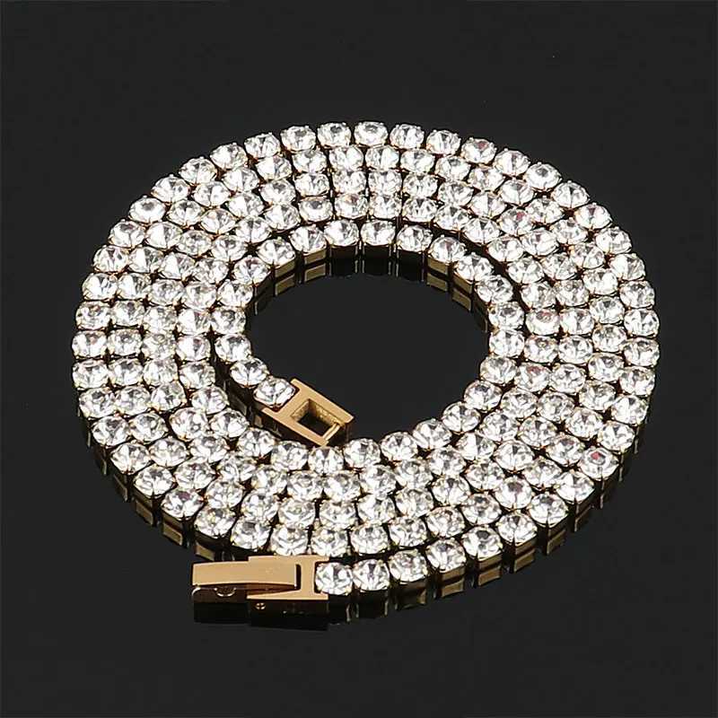 316L 4mm Stainless Steel Tennis Chain Necklace For Women Hip Hop Crystal Zircon Choker Necklaces Men Jewelry W250318