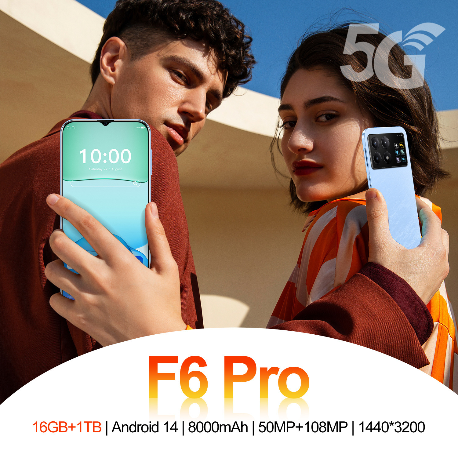 New F6 Pro 7.3-inch 16+1T Android smartphone Cell Phones Unlock Touch Screen Phone Androids Camera Telephone HD Display Face Recognition