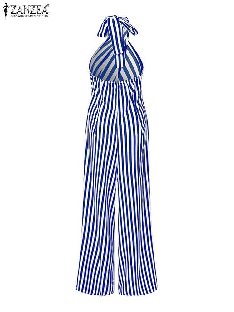 ZANZEA sexy camisole jumpsuit club party striped print wide leg cover women sleeveless summer sportswear fashion 2025 Siam X2503181