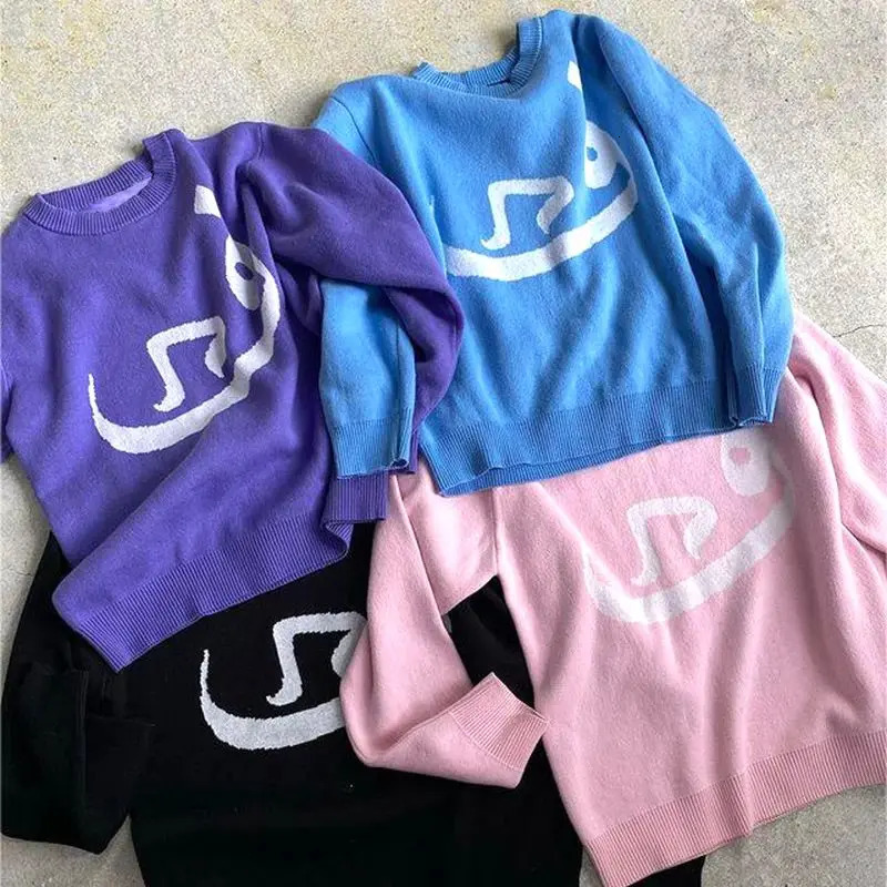 Mens Vintage Knitwear Y2K Creative Sweaters Winter Harajuku Oversized Pullover Sweater Unisex Aesthetic Clothes Teens Women Top 250318