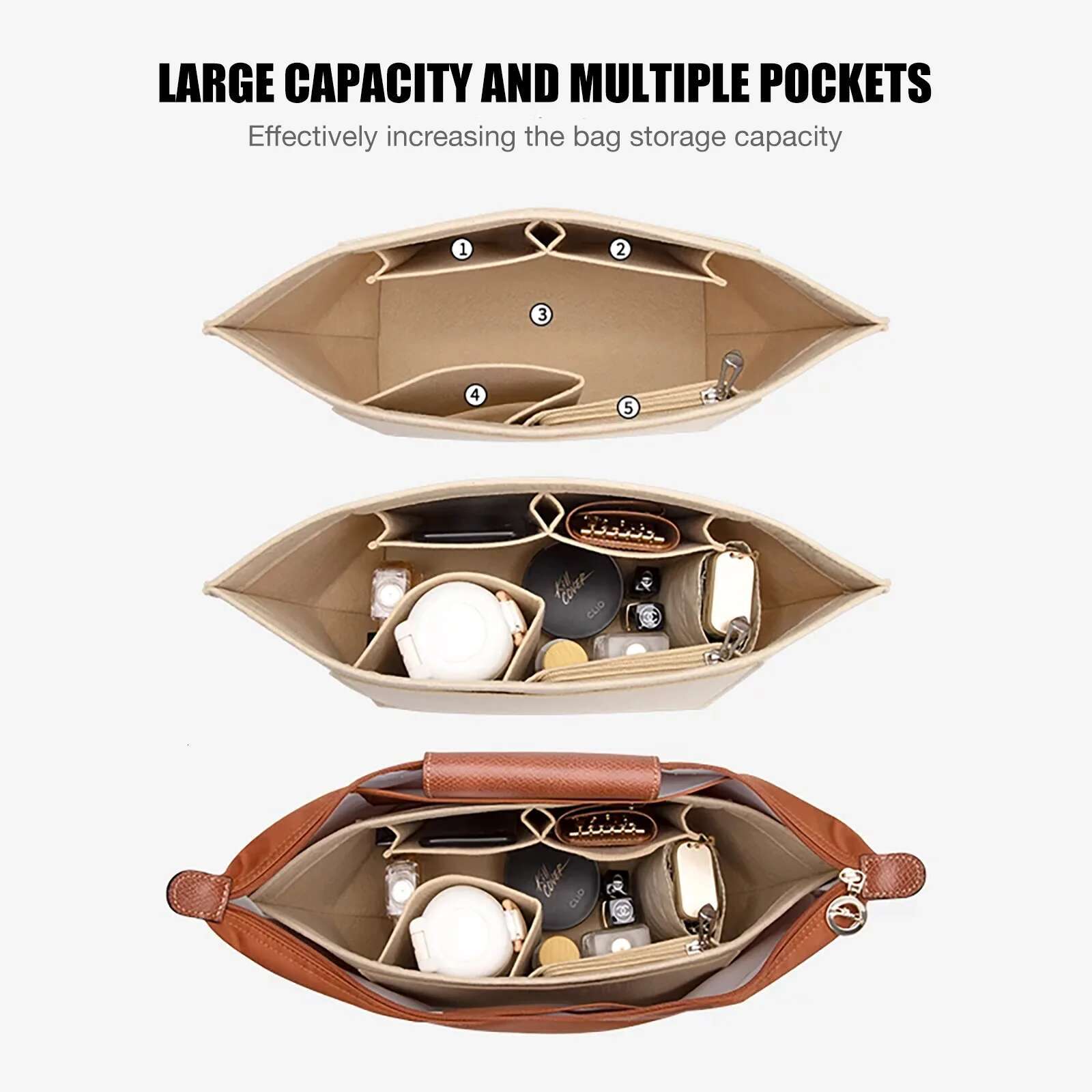Felt Insert Ing Cosmetic Bag Fits For Handbag Support Er Organizer Makeup Pouch Small Shoulder Bags