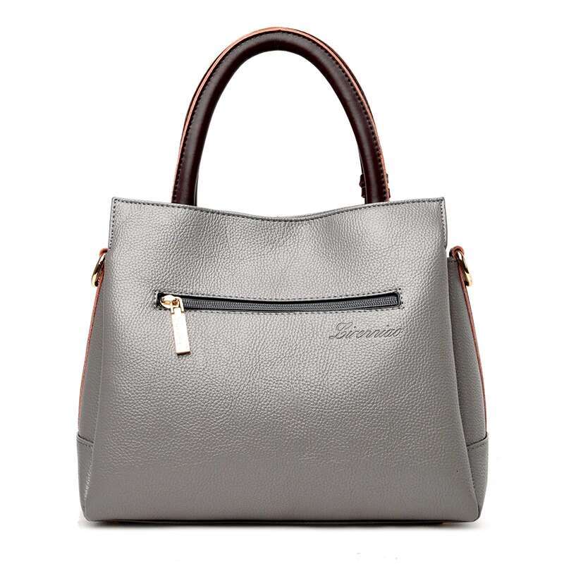 Hot Sale Cowhide Ladies 2023 Women Wer Design Handbags Genuine Leather Tote Bag Patchwork Shoulder Crossbody Bags Gray