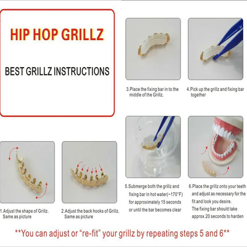 Hip Hop Full CZ Stones Teeth Caps Cubic Zircon Iced Out Micro Pave Top Bottom Charm Grills Set For Men Women Jewelry Gift 250318
