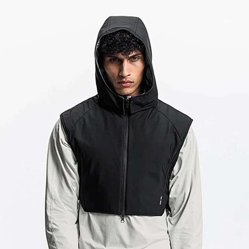 New Mens Gym Sports Hooded Vest Waterproof Outdoors Night Running Reflect Zipper Jacket Sleeveless Coat Male Fiess Clothing