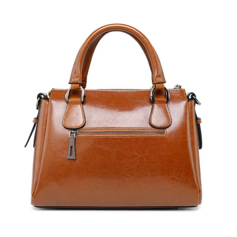 Women Genuine Leather Handbag Top Handle Sg Shoulder Cross Body Bag Fashion Casual Female Oil Wax Cowhide Messenger Tote Bags