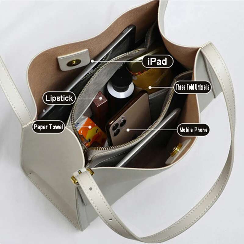 Lady Casual Split Leather Handbag And Shoulder For Women Bags Brand Designer Magnetic Buckle Teenage Girl Commute Tote