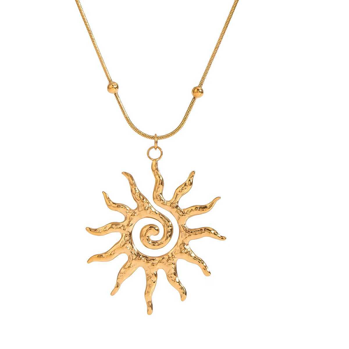 Youthway Versatile Chic Gold Plated Stainless Steel Hollow Sun Pendant Necklace For Women Waterproof Jewelry New Arrival Gift W250318