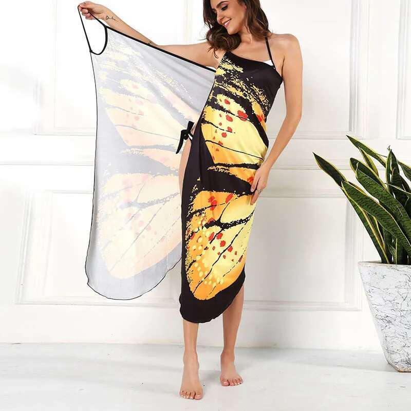 Sexy butterfly print cover swimsuit women's summer dress waist jacket bikini swimsuit sarong skirt wallet swimsuit elegant women's swimsuit
