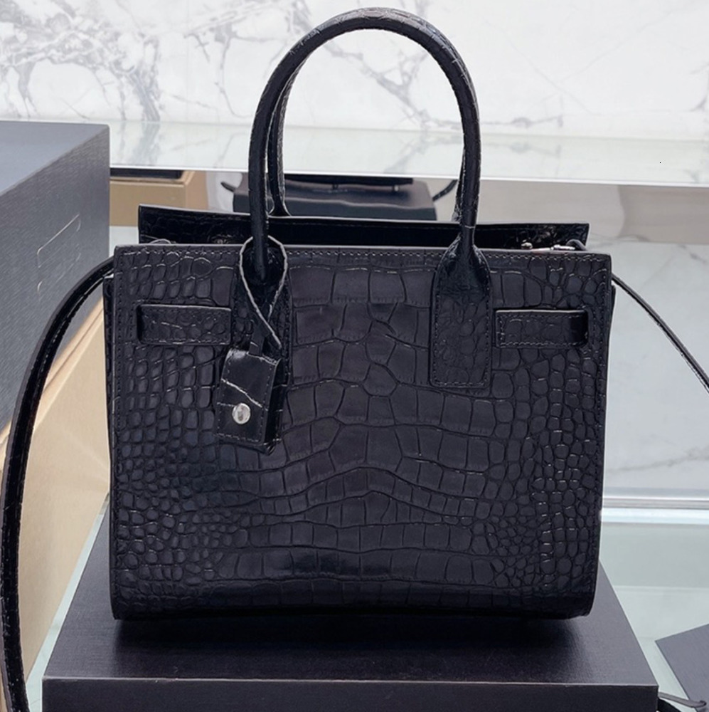 2024 Tote Bag womens crossbody handbags Designer Sac De Jour Shoulder Bags Crocodile Grain Calfskin With Lock Hasp Black Handbag fallow fjkkh