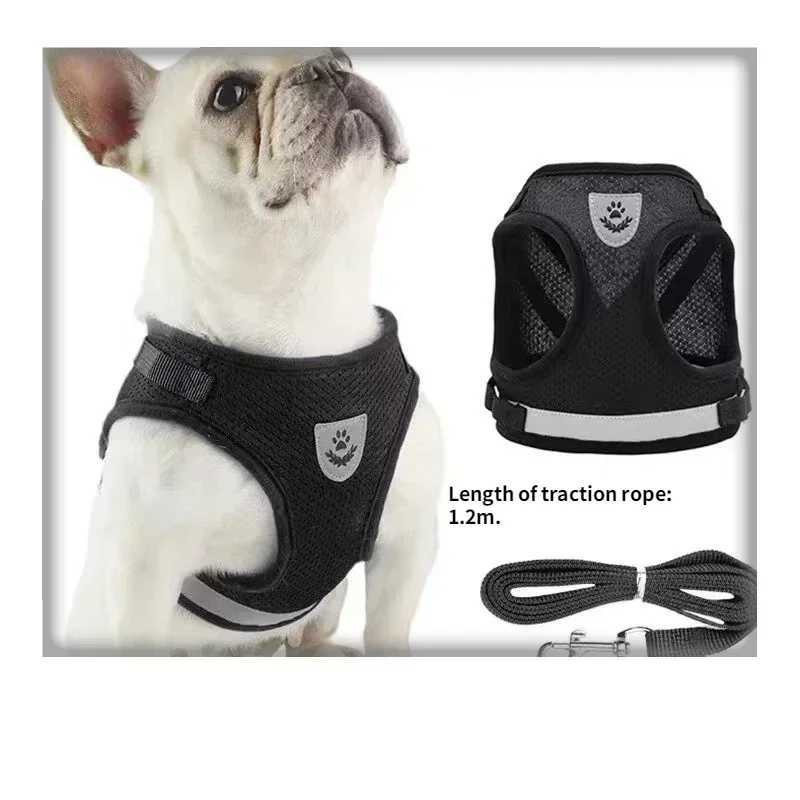 Reflective cat and dog harness anti escape pet net vest breathable outdoor pet supplies kitten accessoriesT250318