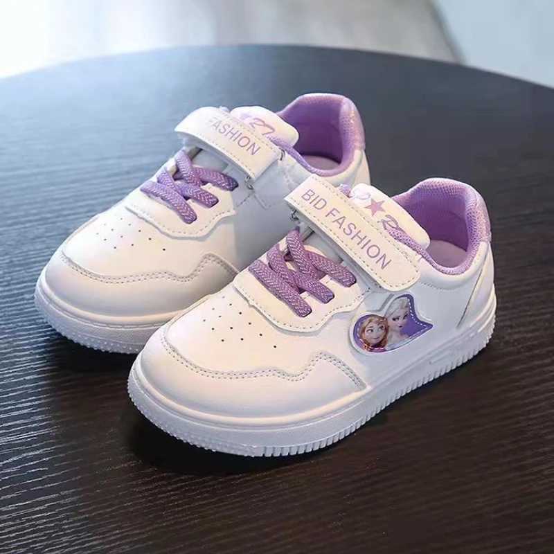 Childrens casual shoes white Priness Elsa Anna Flats purple light pink running soft sole fashion brand shoes W250318