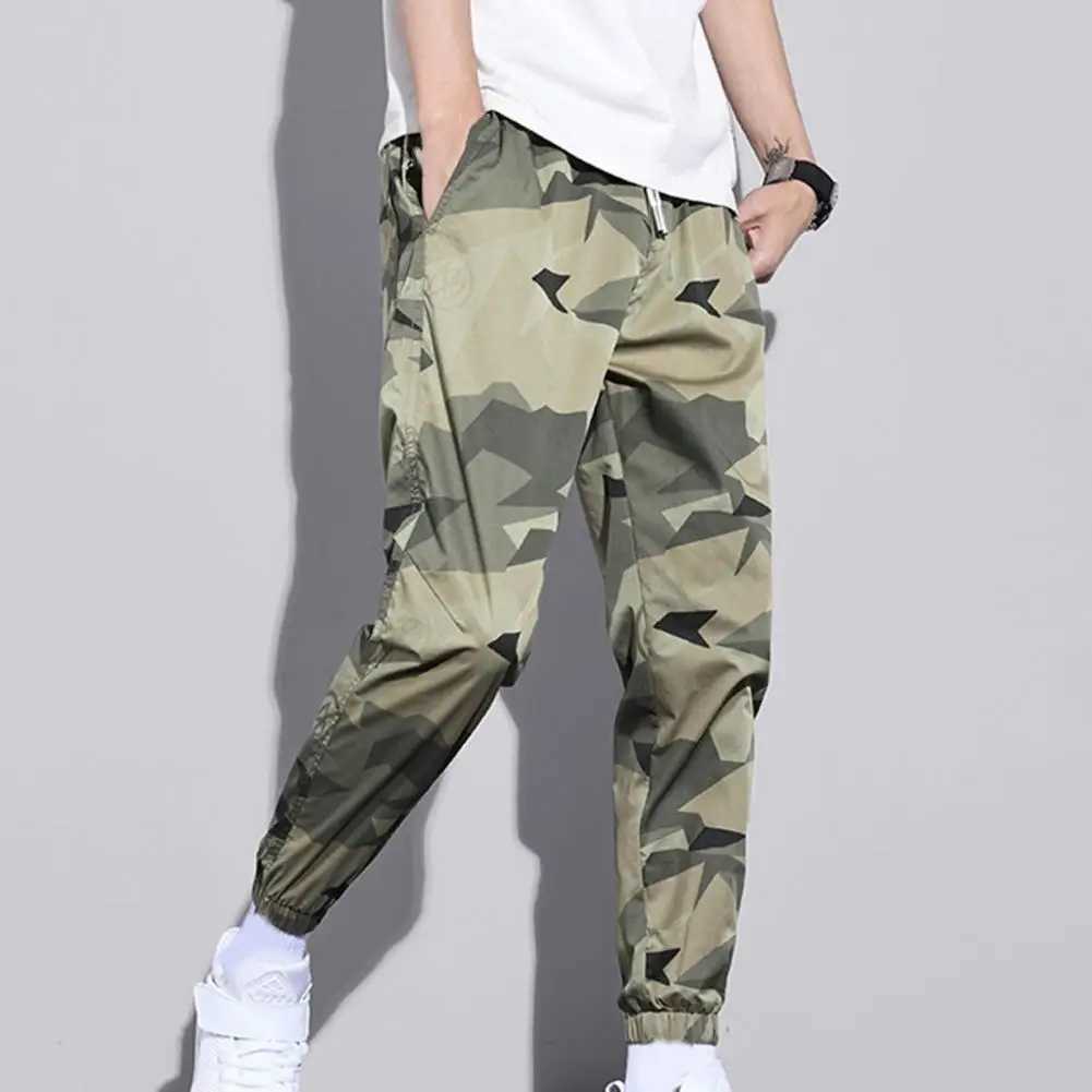 Mens Cargo Pants Camouflage Letter Jogger Trousers Hip-hop Mid Waist Summer Casual Sweatpants Techwear anime male moletom W250318