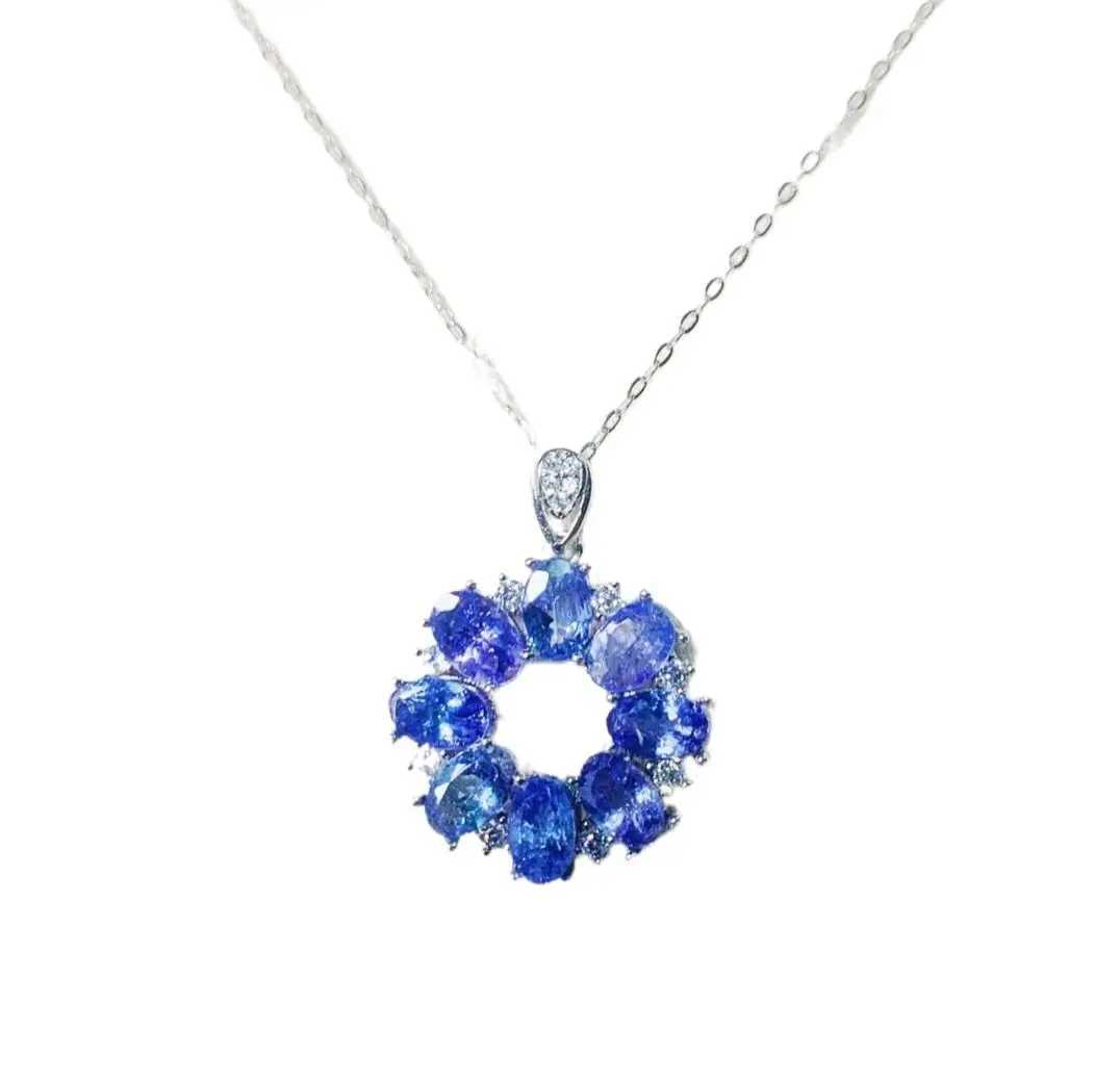 ZECA Tanzanite 925 Pearl Female Pendant with Natural Tanzanite Gem 4 * 6mm S925 Silver Tanzanite Pendant W250318