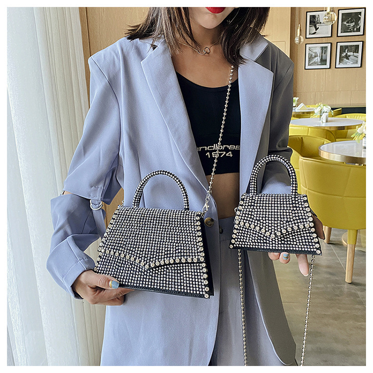 2025 Fashion Designer s New Handbag Shiny Diamond Women s Shiny Mini Chain Small Square Bag High Quality Luxury Party Handbag Casual Crossbody Bag