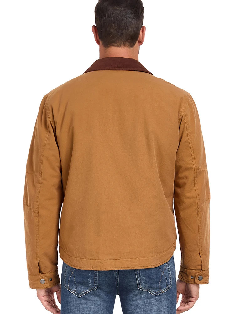 Mens winter cotton jacket warm bedding lining cargo work jacket casual lapel truck jacket 250318