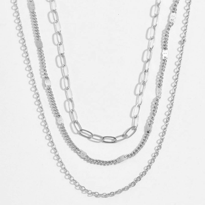 Three Layers With Cross Chain Necklace Women Light Luxury Retro Thin Chain Multi-layer Jewelry