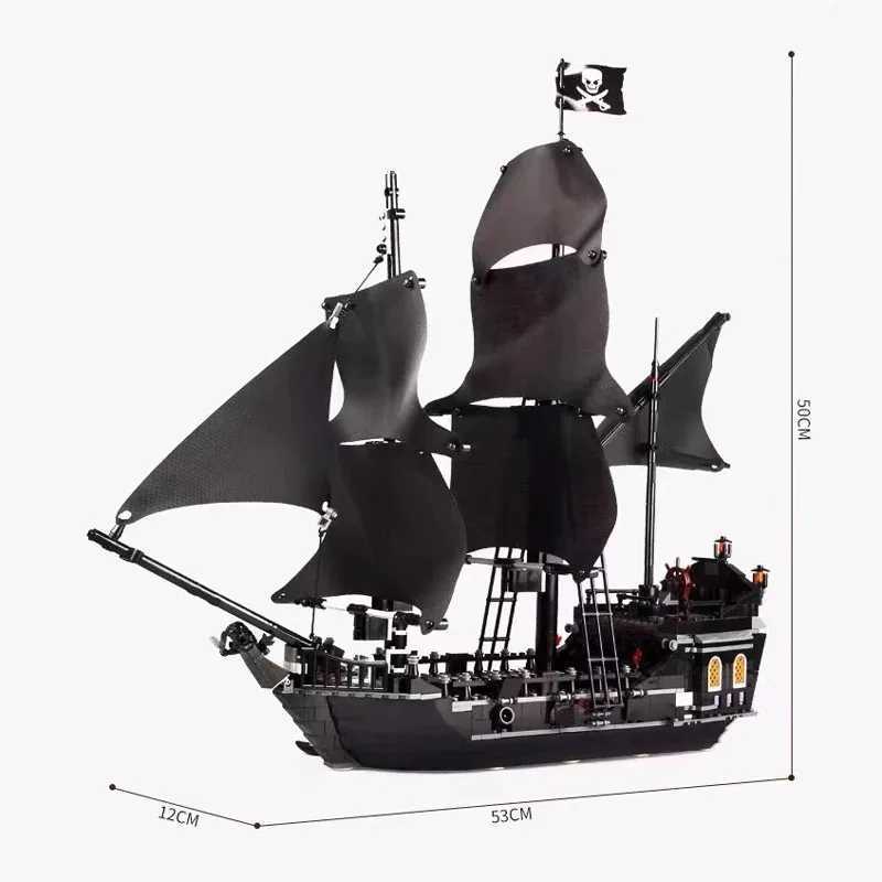 Black Pearl Silent Mary Empire Flagship Queen Anne Revenge Caribbean Pirates Building Blocks Building Blocks ToyXJ250318