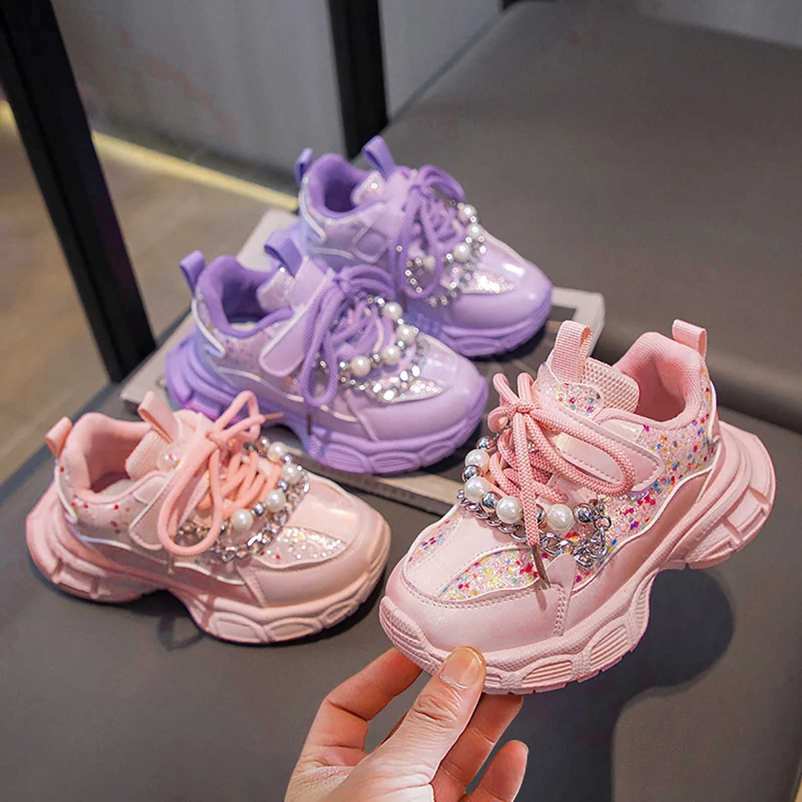 Black and white tennis girls shoes fashionable mesh lace anti slip and breathable childrens casual running shoes Zapatos Ni AXJ250318