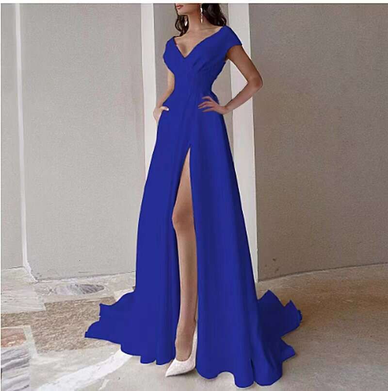 breast wrapped ruffled red, black, white mid waist solid color commuting long evening dress, 2025 new style, chic and elegant clothing