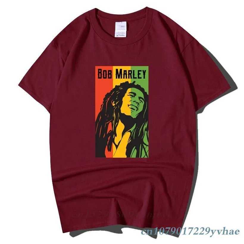 Bob Marley Rock Hip Hop Mens Summer Plus Street Clothing Casual Short Sleeve Round Neck Cotton Reggae Star T-shirtXJ250318