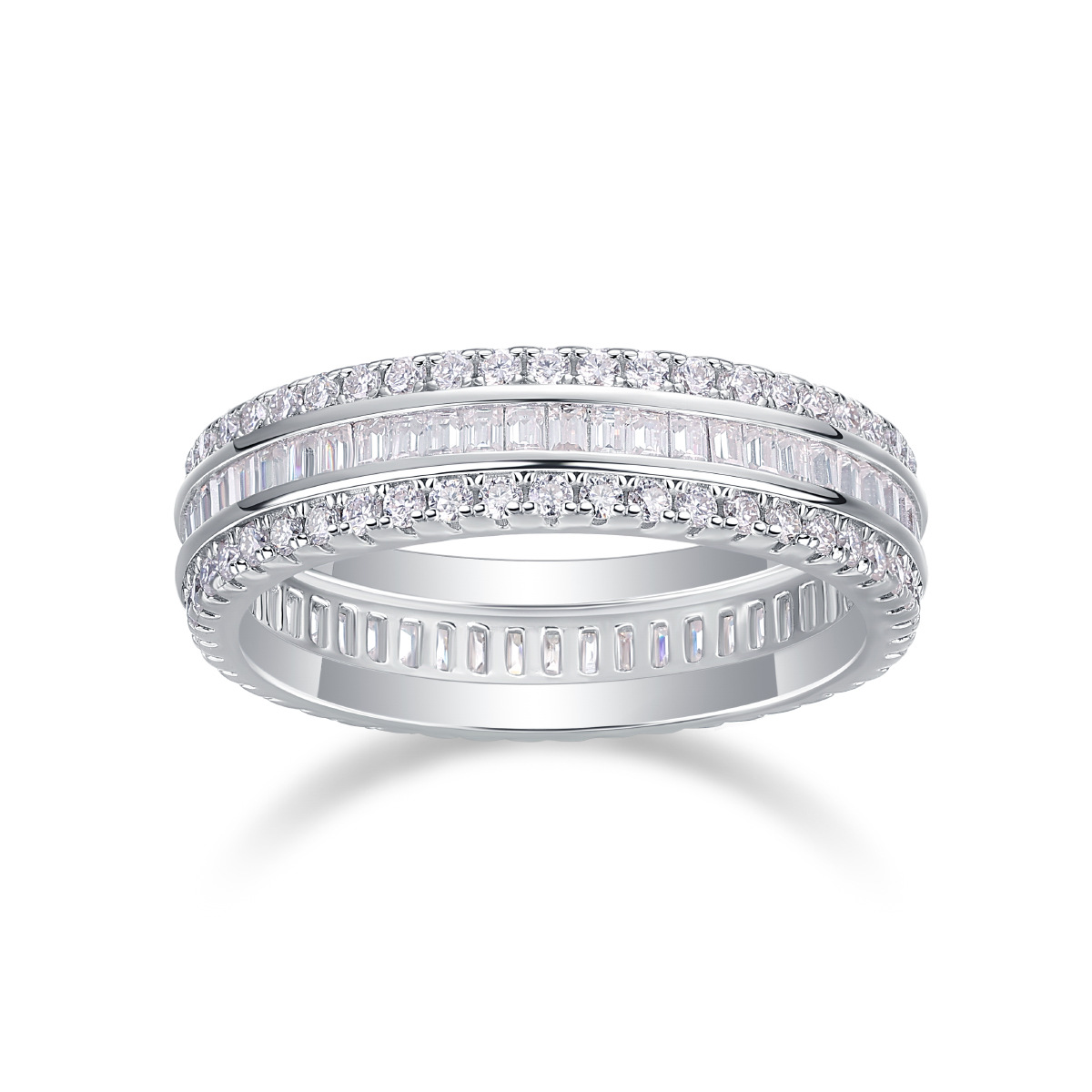 US Size 6-10 High Quality Sparkling Weddig Rings Elegant Luxury Jewelry 925 Sterling Silver Full Princess Cut White Lab Moissanite Diamond Party Etern