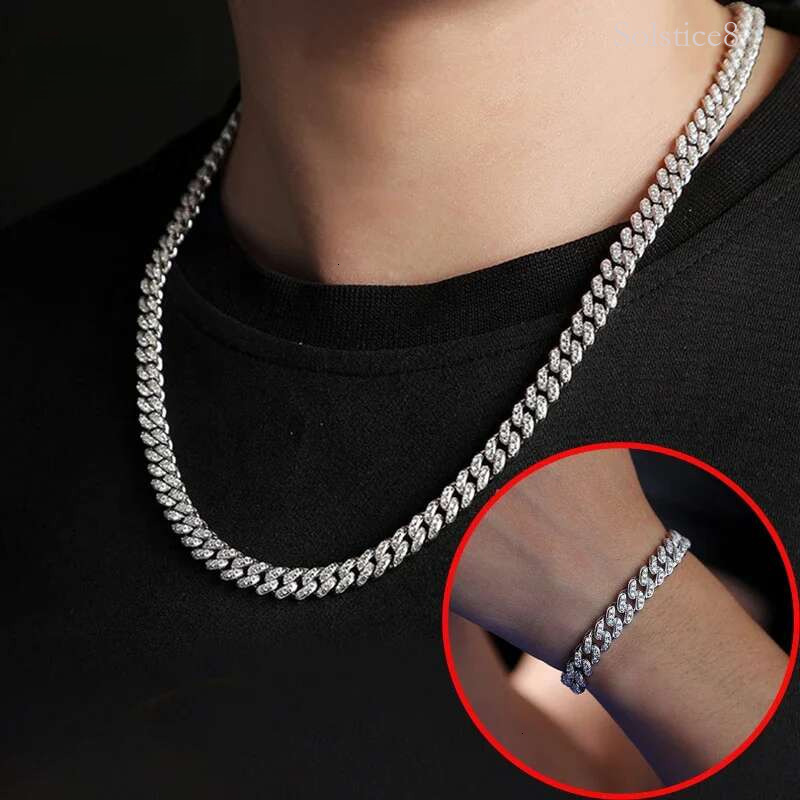 Smyoue 8/14mm Genuine Moissanite Dia Cuban for Women Sparkg S Sterg Sier Hip Hop Mens Necklace Wholesale