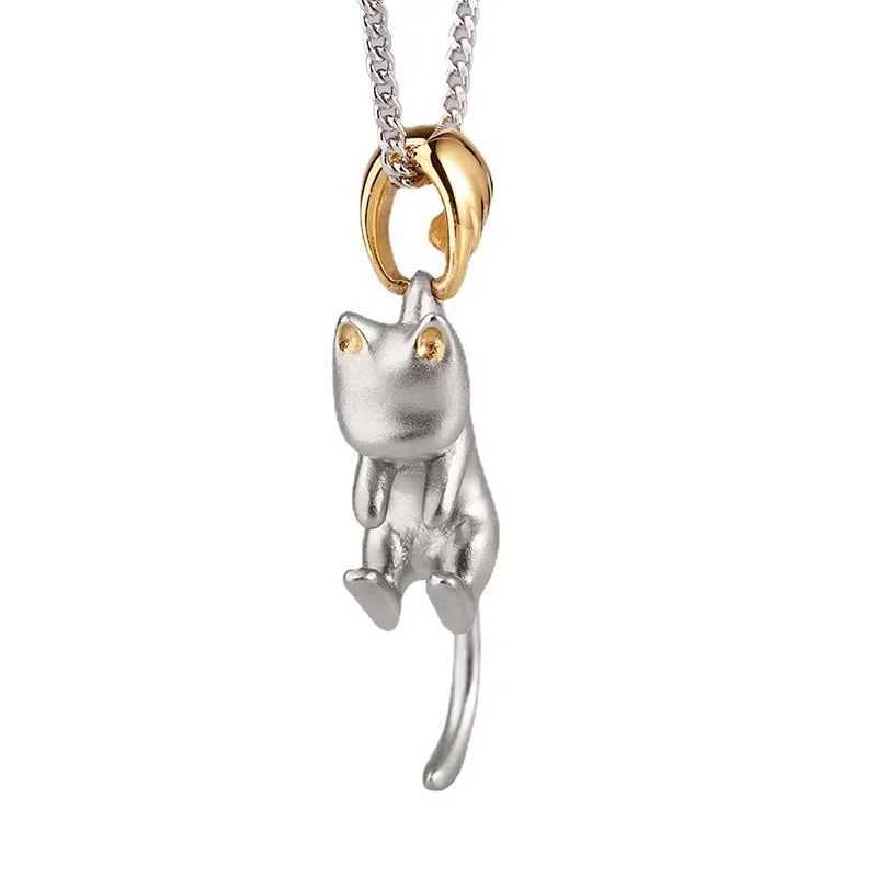 Fashion Simple Scrub Cat Necklaces For Women Holiday Gift Cartoon Cute Animal Pendant Sweater Chain Jewelry For Girl Accessories W250318