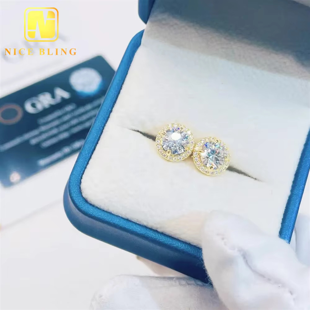 Luxury Ear Studs Moissanite Jewelry VVS Diamond Round 8mm 9mm 11mm Sterling Silver 925 Stud Earring for Women