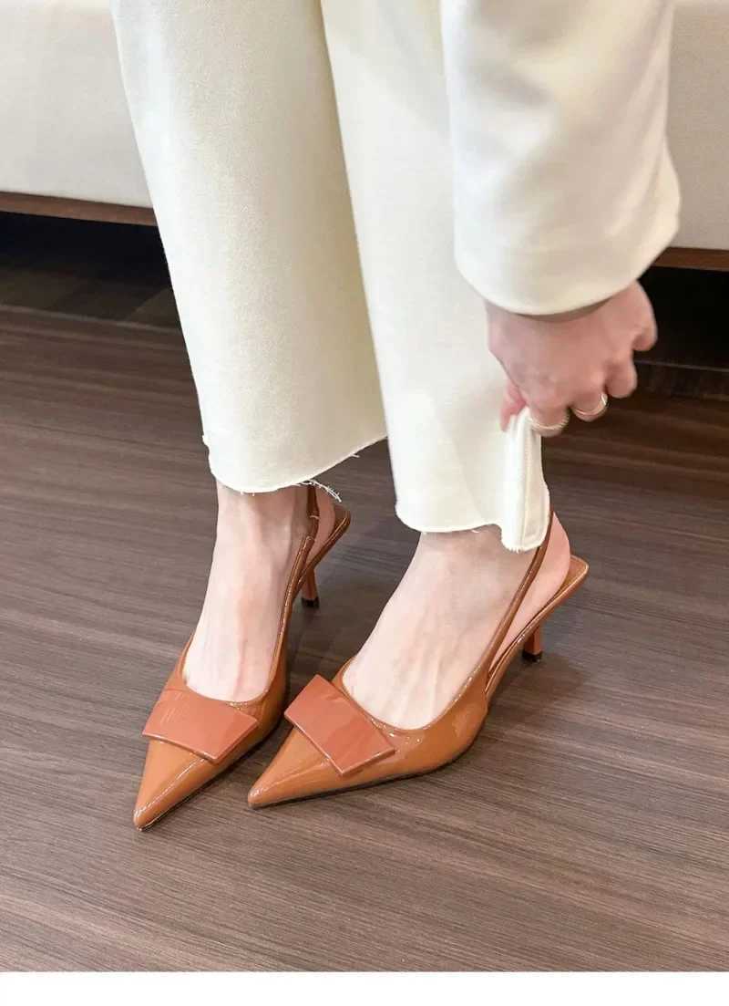 Pointed Toe Heeled Sandals Elegant Shallow Medium H Fi Pump Spring 2025 Trend Designer Dress Party Women Y250317