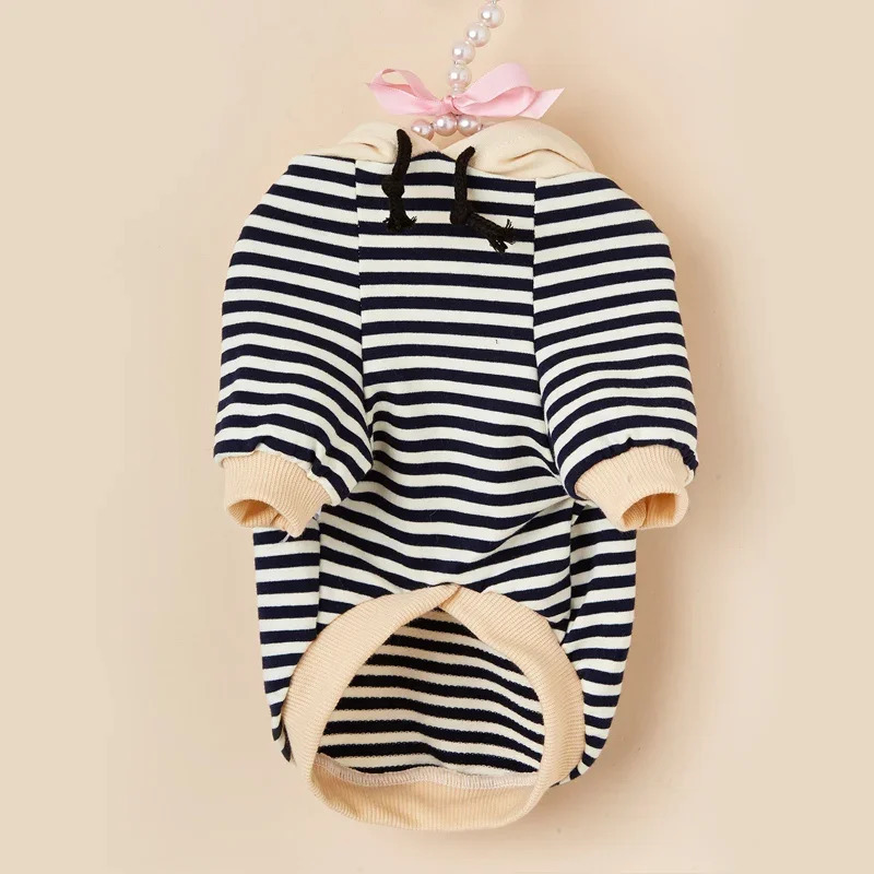 Pet Clothing French Bulldog Winter Warm Coat Striped Hoodie Dog Jacket Cat Chihuahua Small and Medium 250318