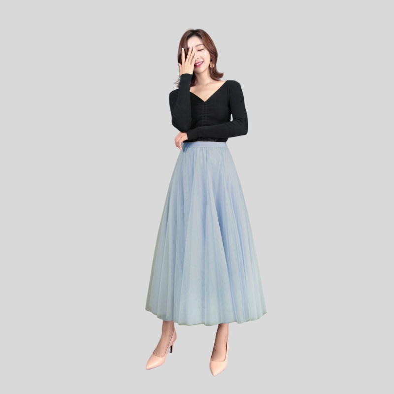 Spring pendulum puffy ankle-length skirt high waist slim fairy skirt mesh skirt