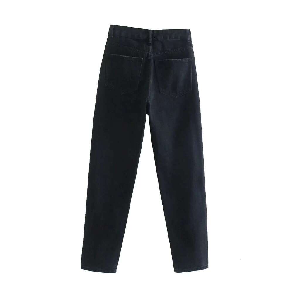 Maxdutti Woman Casual Basic Loose High Waist Harem England Style Fashion Solid Simple Retro Mom Jeans For Women