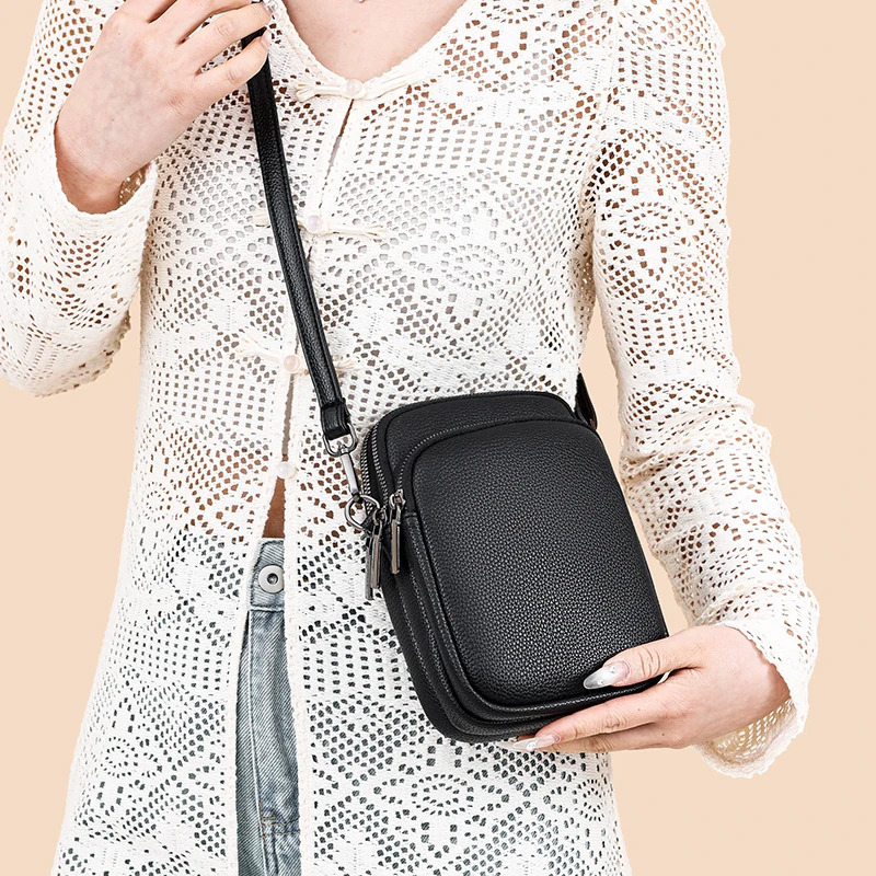 100% Genuine cowhide Womens Leather Mobile Phone Bag Crossbody Bags For Women Bag er Crossbody Bag Messenger Bags Sac 250314