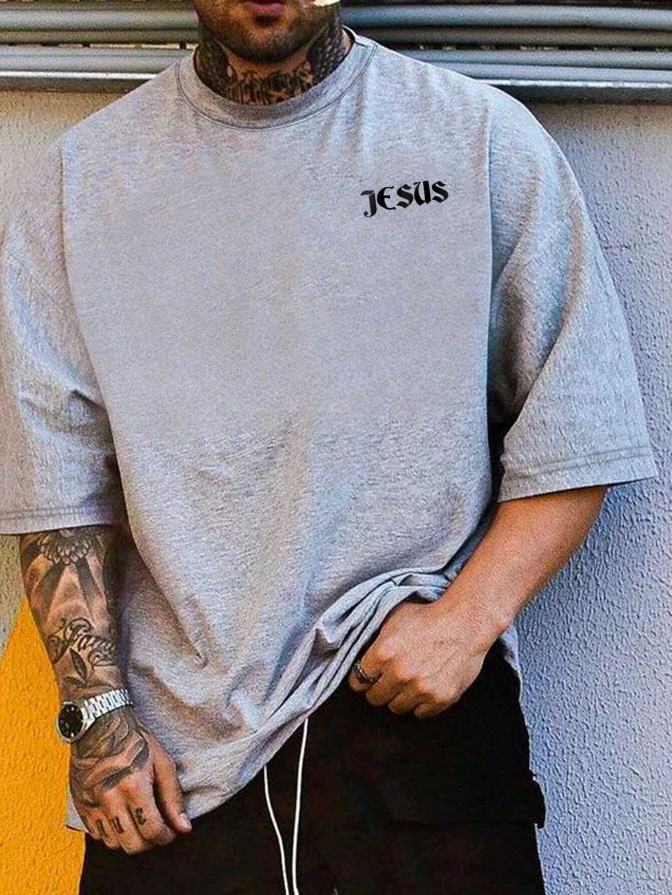 Jesus Men Cotton T-shirt Luxury Brand Fashion Big Size Top Casual Short Sleeve Streetwear Classic New Arrival Print Tee S-4XLXJ250318