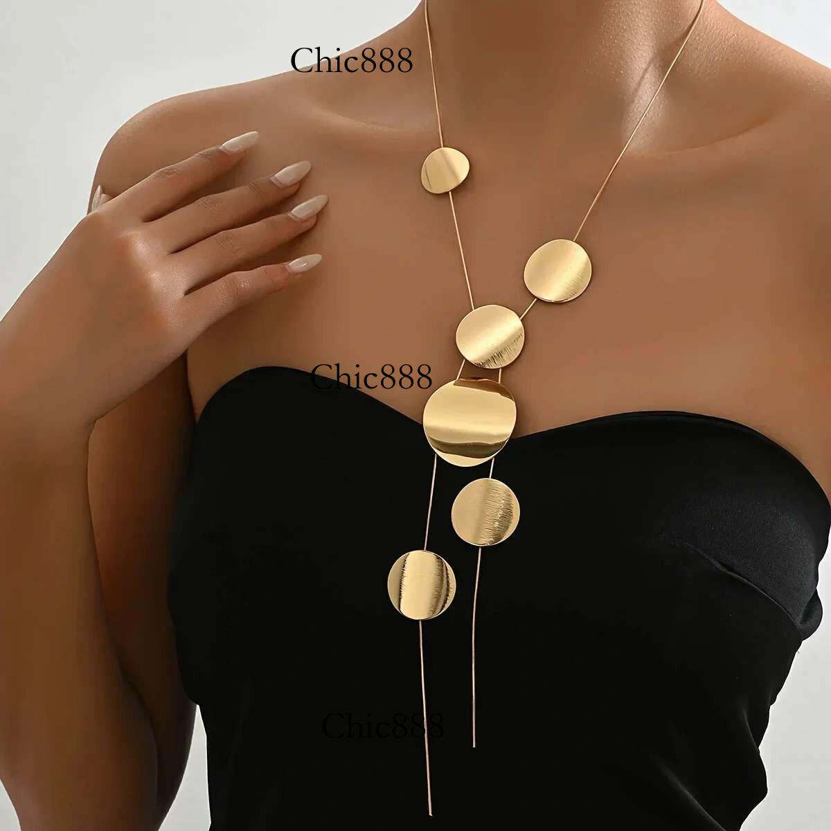 Vintage Gold Color Simple Europe and America Exaggerated Irregular Round Tassel Necklace Women's Party Jewelry Gift Accessories
