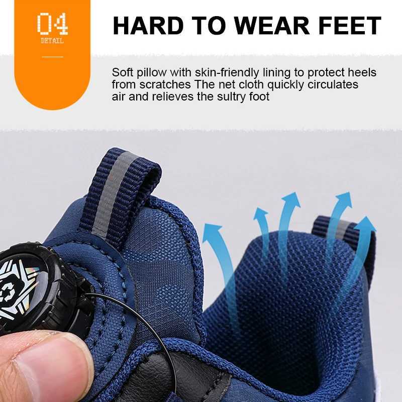 Leather childrens running shoes fashionable teenagers casual walking student sports shoes breathable and soft childrens outdoor sports W250318