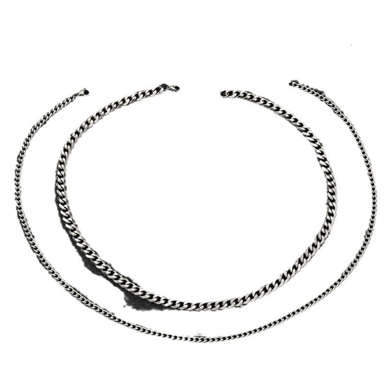 Six Sides Ground Stainless Steel Double Necklace Male Hip Hop Personality Titanium Steel Long Sweater Chain Jewelry