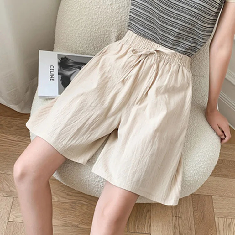 Women Shorts Harajuku Summer Cotton Linen Drawstring Solid Color Loose Ladies Shorts Superior Quality Drop JUFk005 250318