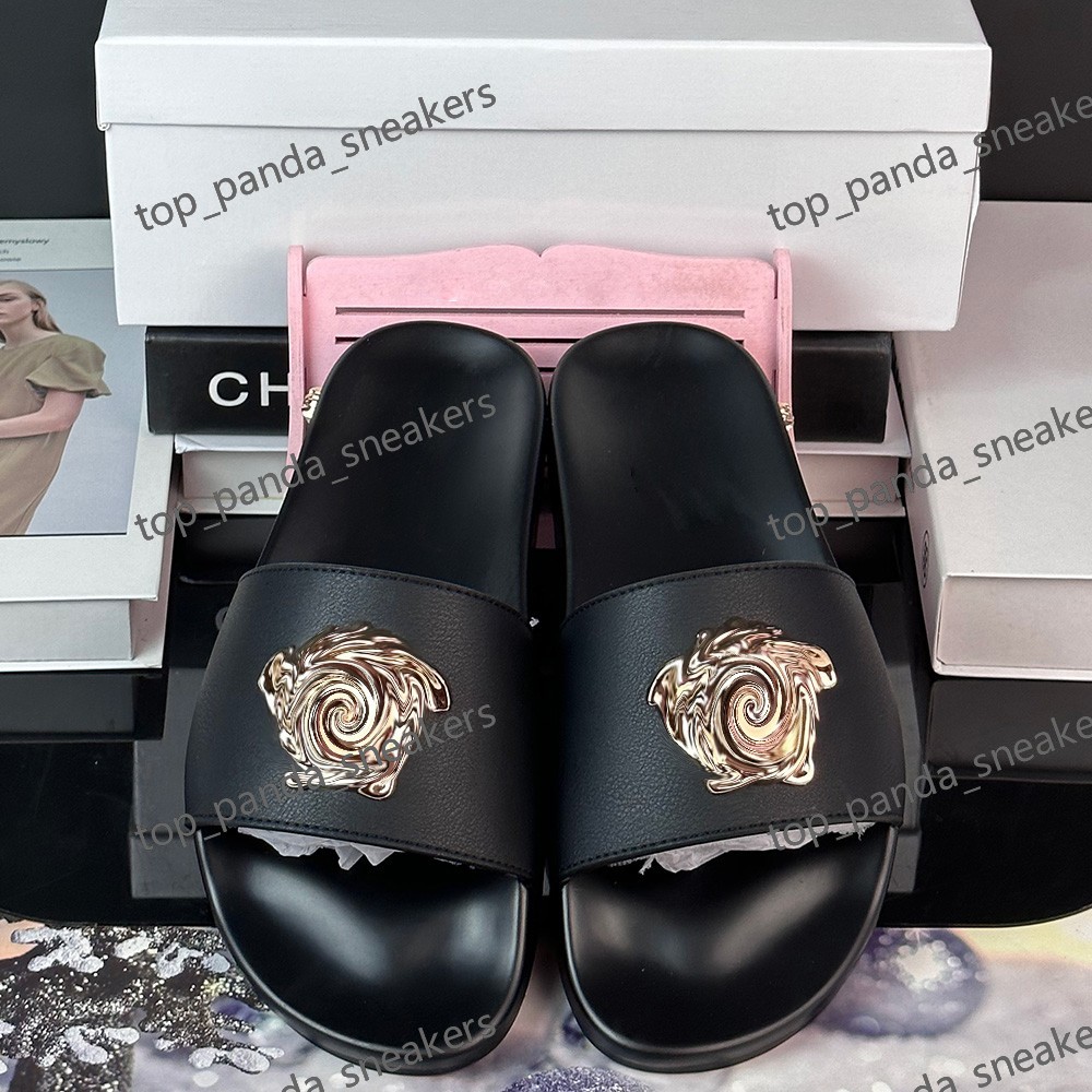 Summer Men's Slippers and Women's Sandals Black and Pink Classic Designer Slide, Head Leather, Genuine Leather, Rubber Slippers 12324222