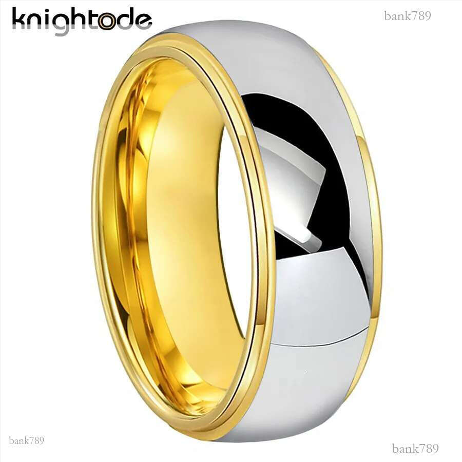 Band Rings 68mm Fashion Tungsten Carbide Wedding Bands For Men Women Engagement Ring Jewelry Gold Color Steped Dome Polishing Comfort Fit 230826