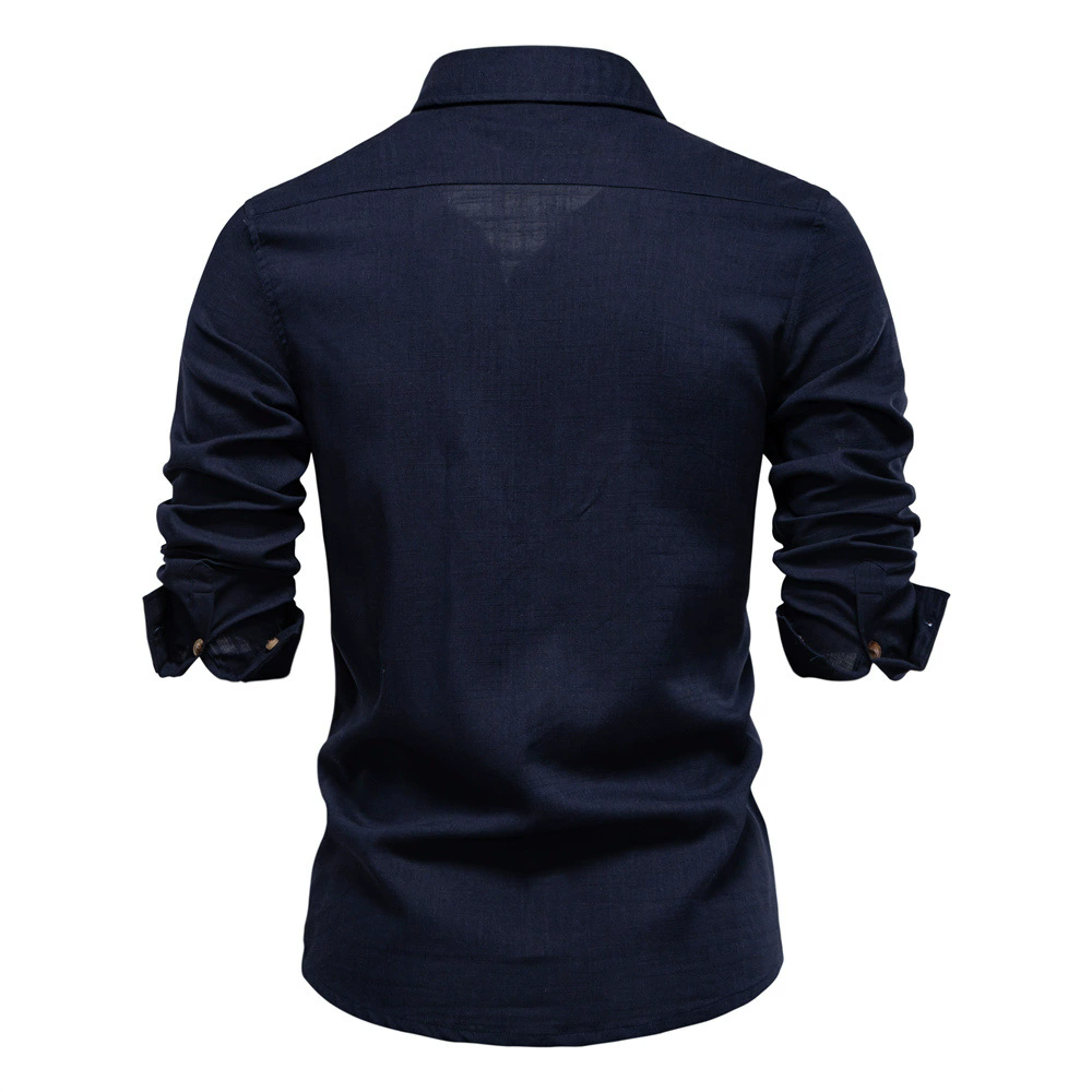 XXL Men's Casual Shirt Spring Summer Shirts Cotton Casual Shirts Cardigan pocket Decoration Long Sleeve Men's Tops 20% linen, 80% viscose