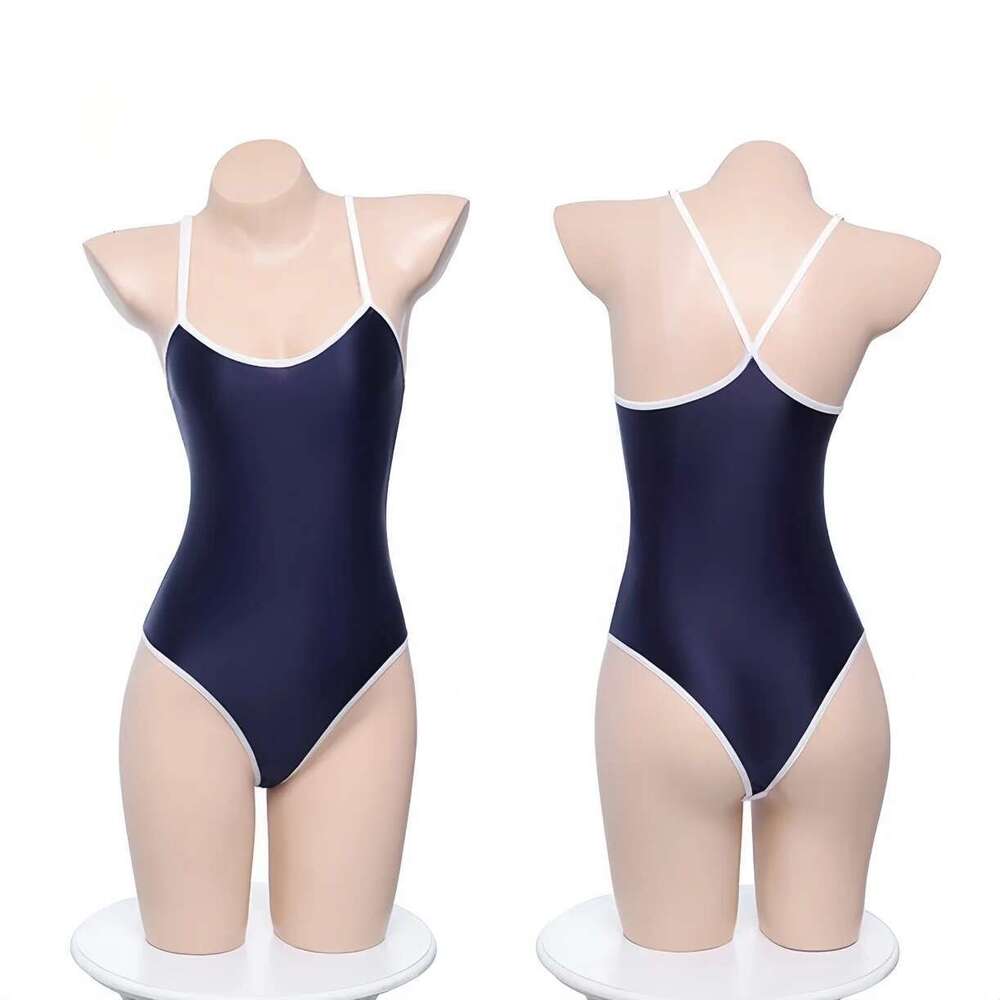 Newjoinfun plus size Japanese style women's one-piece swimsuit with high elasticity, sexy beach pool shoulder strap swimsuit