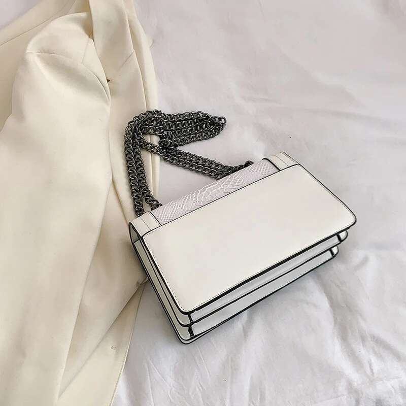 Chain Leather Shoulder Purse for Women - Fashion Crossbody Bags Vintage Snake Print Underarm Bag Square Satchel Handbag -