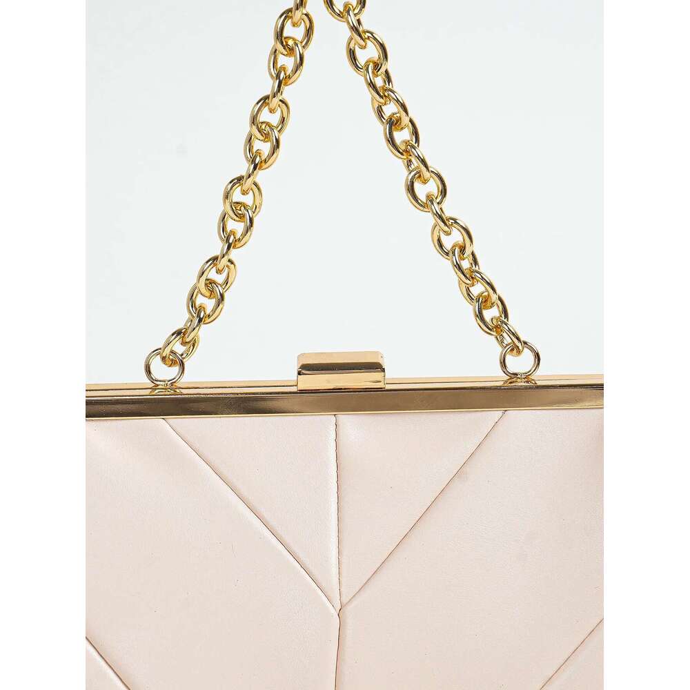 PC Matallic 1 PU Leather Elegant Pleated Kiss-Lock Closure Evening Bag,Shinny Metal Chain Holder Frame Cross Body Clutch Bag,Kis